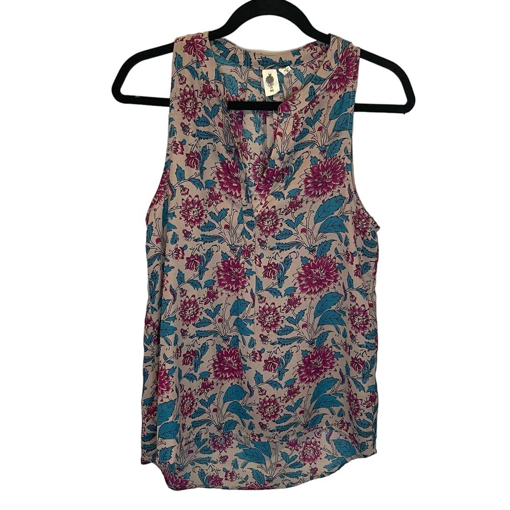 Let it Be Floral Print Sleeveless Blouse Top - size Medium